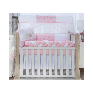 Kit Berço Meia Trança Ovelha Rosa ( 10 Peças)