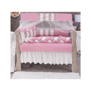 Kit Berço Meia Trança Paris Rosa (10 Peças)