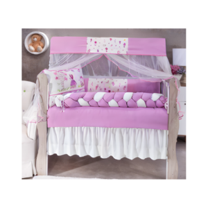 Kit Berço Meia Trança Camponesa Lilás  (10 Peças)