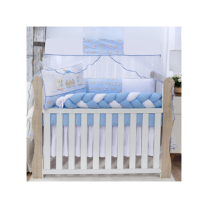Kit Berço Meia Trança Ovelha Azul (10 Peças)