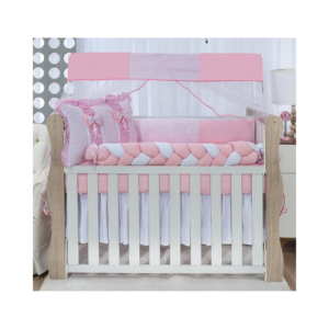Kit Berço Meia Trança Encanto Rosa (10 Peças)