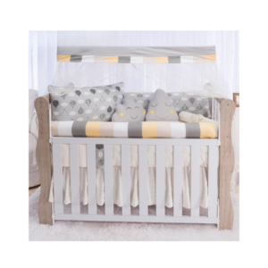 Kit Berço Super Luxo Baloeiro Cinza  (10 peças)